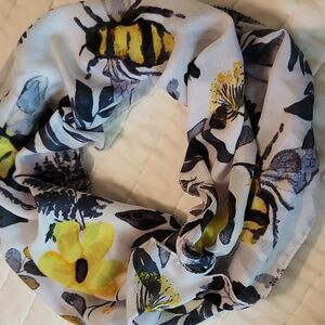 Floral and Bee Print Infinity Scarf